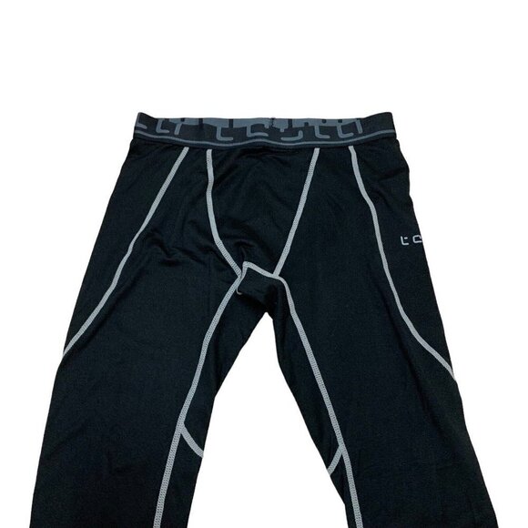 Tesla Women's M Medium Workout Leggings Stretchy Exposed Seams Black - Picture 2 of 7